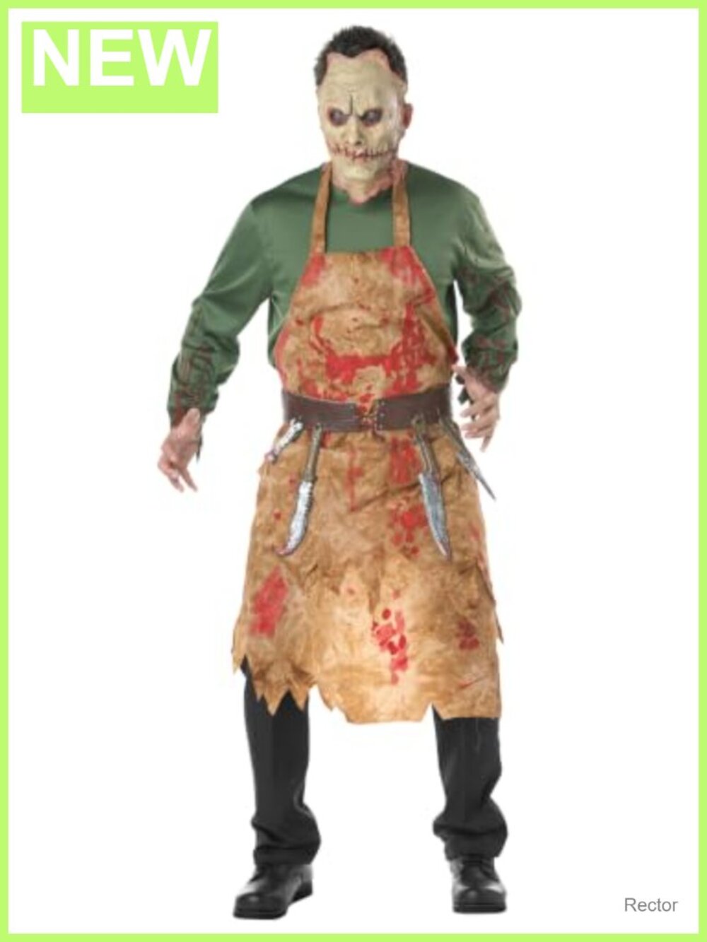 Men's Bloody Butcher Halloween Costume Set with Mask and Apron